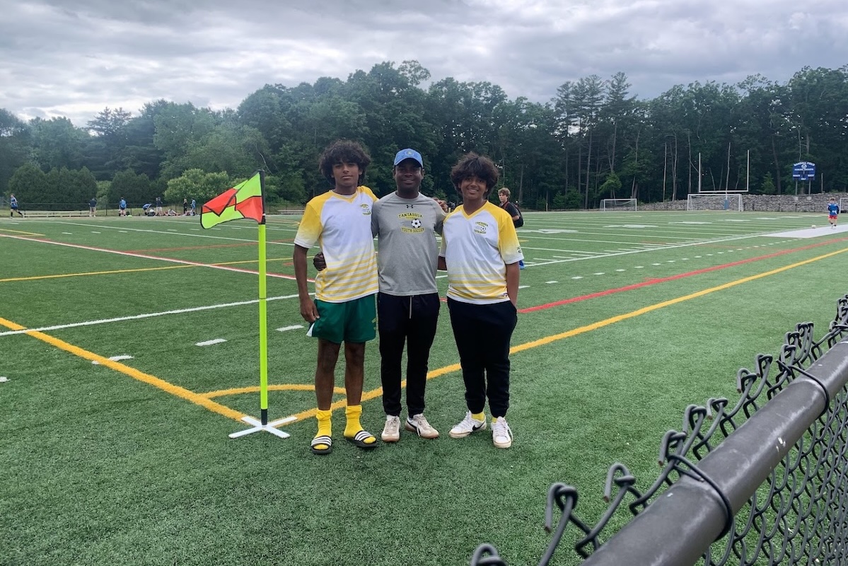 Kadion coaching youth soccer team